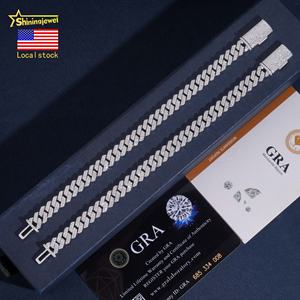 RTS Disponibilità Locale Magazzino USA Bracciale Cubano in Moissanite VVS da 8mm Gioielli Hip Hop in Argento Massiccio 925 Supera Test Diamanti - Product Image 1