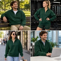 Sudadera de mujer de invierno con lavado ácido, forro polar de punto, media cremallera, logotipo personalizado, manga larga, cuello alto, oversize