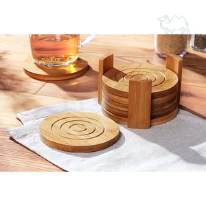 Juego de Posavasos y Salvamanteles Redondos de Bambú Ecológicos y Modernos para Vasos, Protección de Mesa en Cualquier Superficie - Product Image 5