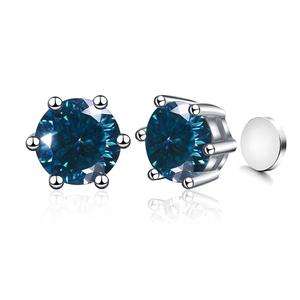Pendientes Clásicos de Moissanita de 1ct con 6 Puntas, Plata 925, Certificado GRA, Aprobado por el Probador de Diamantes, VVS1, Estilo Hip Hop, Unisex - Product Image 3