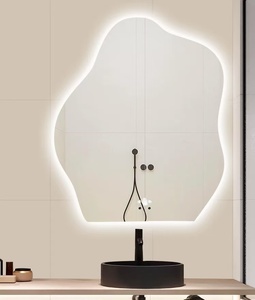 Hiện đại không đối xứng không đều dẫn tường gương cảm ứng chuyển đổi chống sương mù Dimmable Bạc khung salon phòng khách lối vào Vanity - Product Image 5