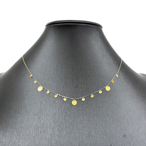 Stile bohémien da donna ciondoli a disco rotondi catena di gioielli di pegno vero e proprio giallo solido collana in oro 18k - Product Image 2