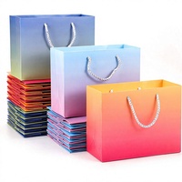 Sacs cadeaux en papier, lot de 30, 3 couleurs, 8,6x3,9x7 pouces, poignées en corde, couleur unie, pour boutique, commerce de détail, épicerie, artisanat