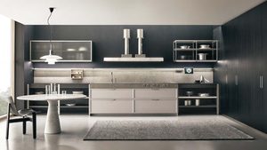 Meubles de cuisine modulaires modernes noirs Kino Smart, ensemble complet avec évier, armoires d'angle, portes en contreplaqué et acier inoxydable, origine Guangdong - Product Image 5
