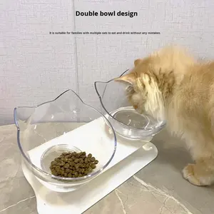 Comedero <span class=keywords><strong>para</strong></span> gatos con protección <span class=keywords><strong>para</strong></span> el cuello, boca inclinada, antideslizante, transparente, impermeable (IPX5) - Product Image 4