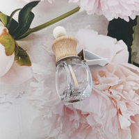 Flacon de parfum pour voiture personnalisable, vide, en verre transparent carré, avec couvercle en bois, 10 ml, impression sérigraphique, bouchon couronne argenté ou doré