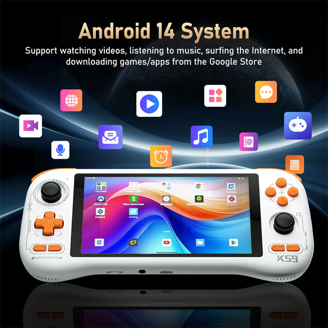 K59 Handheld Game Player Portable 5.5 Inch Touch Screen Emulation Console 128GB Wifi Android Handheld Game Console