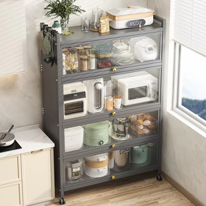 Estantes de almacenamiento giratorios para cocina, organizador extraíble de varias capas, ruedas rodantes con cartón de Metal de 5 niveles - Product Image 1