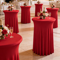 Nappe ronde extensible en polyester pour table haute de banquet, vente directe usine, approvisionnement transfrontalier