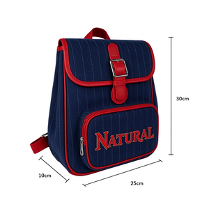 Preppy Style Canvas Striped Breathable 20-35L <b>Backpack</b> for Women with Air Cushion Strap Casual School <b>College</b> Embroidered Logo - Product Image 3