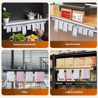 Nouveau design – Support mural coulissant 20-120 cm en aluminium pour tickets de commande alimentaires – Fixation sans perçage pour cuisine et restaurant