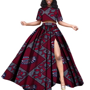 Ensemble 2 pièces <span class=keywords><strong>Boubou</strong></span> Africain Dashiki Grande Taille pour <span class=keywords><strong>Femme</strong></span>, Jupe et Haut <span class=keywords><strong>Bazin</strong></span> Riche Africain avec Fente GYWY534 - Product Image 2