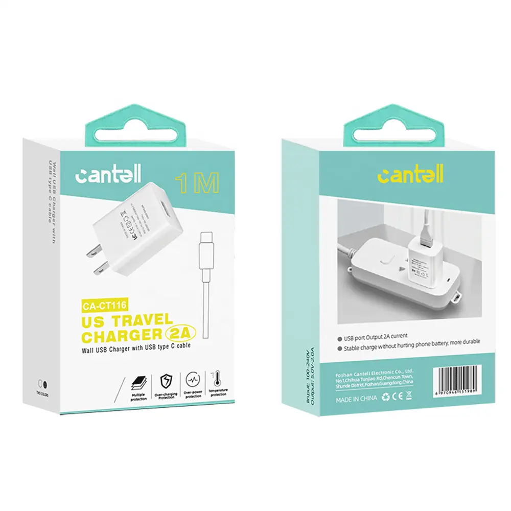 Cantell AC DC USB Wall Charger 2A EU US Plug Power Adapter 2 AMP USB Charger 5V 2.1A Mobile Phone Charger