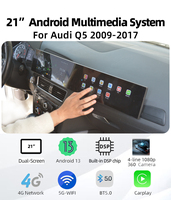 Autoradio stéréo de voiture à double écran Android de 21 pouces, système Carplay 4G de navigation GPS pour Audi Q5 de 2009 à 2016