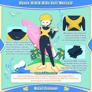Hevto terno de mergulho para neoprene, terno de 3/2mm para mergulho natação, quente e protetor solar com zíper