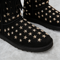 Bottes de neige imperméables pour femmes, style western, avec franges et clous étoiles, semelle antidérapante, personnalisables (OEM/ODM), vente en gros