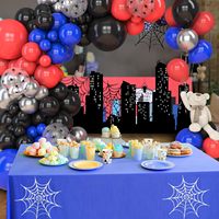 Kit de guirlande d'arche de ballons brillants noirs, rouges et bleus Amandir 153 pièces (différentes tailles 18-5 pouces) Thème araignée pour garçons, Halloween, anniversaire