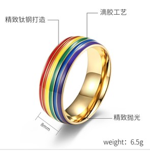 Anéis De Aço Inoxidável Das Mulheres Coloridas Do Arco-íris Anéis De Orgulho <span class=keywords><strong>Gay</strong></span> Banhado A Ouro Anéis De Orgulho LGBTS Geométricos para Mulheres e Homens - Product Image 6