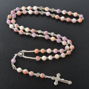 Collier de perles de verre Tespih Tasbih personnalisées 6mm 8mm 10mm perles de chapelet de prière musulman chapelet religieux catholique en argent - Product Image 1