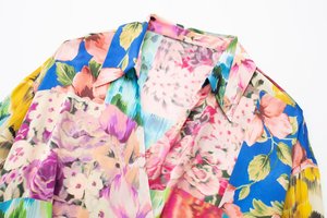 R30131S blus potongan motif untuk wanita, kemeja Satin tambal sulam lengan panjang wanita, atasan blus kerah musim panas - Product Image 3