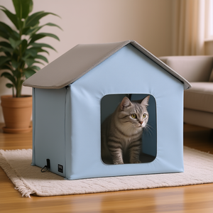 Casa para Gatos Pequeña Plegable y Calefactada TicTic Blue, Cama para Mascotas de Interior, Material de Poliéster, Estilo Simple - Product Image 2