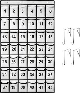 Organizador de Pared Grande para Aula, Tabla de Bolsillos Numerada con 42 Compartimentos, Soporte para Teléfonos Móviles y Calculadoras, Material de Oficina y Escolar de Tela No Tejida - Product Image 4