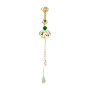 Chinese Style Ruyi Bamboo Leaf Brooch With Freshwater Pearl Imitation Jade Pendant Women's Fashion Accessory Gift - Product Image 5