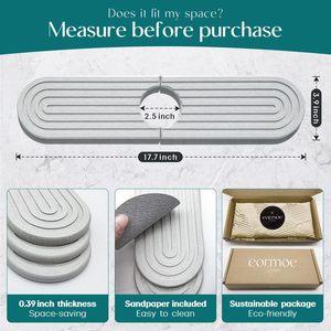 Tapis de séchage instantané en pierre de diatomite, absorbant l'eau, protection d'évier en pierre de diatomite pour évier de <span class=keywords><strong>cuisine</strong></span>, protection contre les éclaboussures - Product Image 6