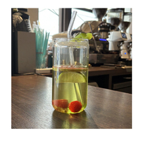 Gobelet en verre transparent à double paroi de 16 oz, pré-percé pour sublimation, avec couvercle en bambou et paille en plastique, qualité alimentaire, entrepôt USA