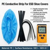Tali Pembumian PE ESD untuk Penutup Sepatu |   Pita Konduktif 0.05-0.2mm |   Pelepasan Tegangan Statis Kontak Kulit
