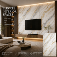 Panneau mural en PVC brillant MORLENX, imitation marbre veiné or blanc ivoire, pour projets hôteliers haut de gamme