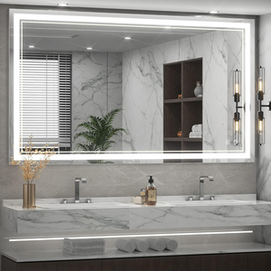 Tùy chỉnh Led Gương cho bộ phận tường treo sản xuất phòng tắm nước bằng chứng chống sương mù không khung thắp sáng thông minh tường gương - Product Image 2