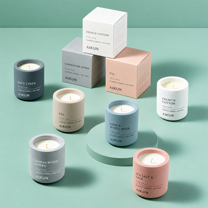 AIKUN Manufacturer Supply 2026 Hot Sell 100% Soy Wax Handmade 200g Aromatherapy Scented <b>Candle</b> in Ceramic Jar - Product Image 1