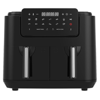 Friteuse à air double 9L, friteuse à air numérique intelligente à deux zones avec revêtement antiadhésif en PTFE pour usage domestique et en camping-car, cuisson saine
