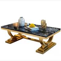 Tarot — table café de luxe avec cadre en acier inoxydable, meubles de maison, meubles de salon, carrés en marbre blanc, vente en gros