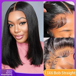 วิกผมตรงแบบ Bob 13x6 Lace Front วิกผมสังเคราะห์ยาวตรง 6-16 นิ้ว สามารถดัดและย้อมสีได้ ปรับรูปหน้าได้ - Product Image 1