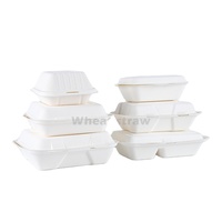 Échantillon gratuit Emballage à emporter Boîte à déjeuner Conteneur alimentaire à clapet biodégradable jetable 9*9 pouces sans PFAS