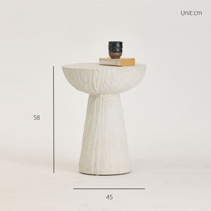 Mesa de Centro Minimalista de Concreto Estilo Moderno de Mediados de Siglo, Mesa de Centro Blanca - Product Image 4