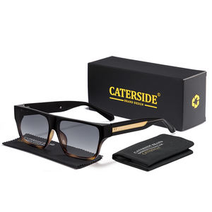 Gafas de Sol Unisex CATERSIDE, Modernas, Cuadradas, de Montura Completa, Diseño Personalizado, Duraderas, Lentes de PC Naranja y Blanco, Protección UV400, para Exteriores - Product Image 1