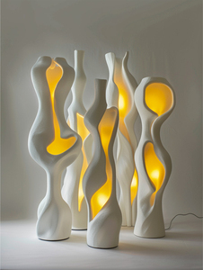 Modern Steel Floor Lamp Blue Novelty Shade LED Touch Control Adjustable Height <b>Waterproof</b> Soft Warm White <b>Light</b> Residential Use - Product Image 6