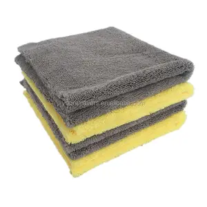 工厂供应商16x16 "380gsm黄色吸收剂无边缘超细纤维汽车干燥毛巾