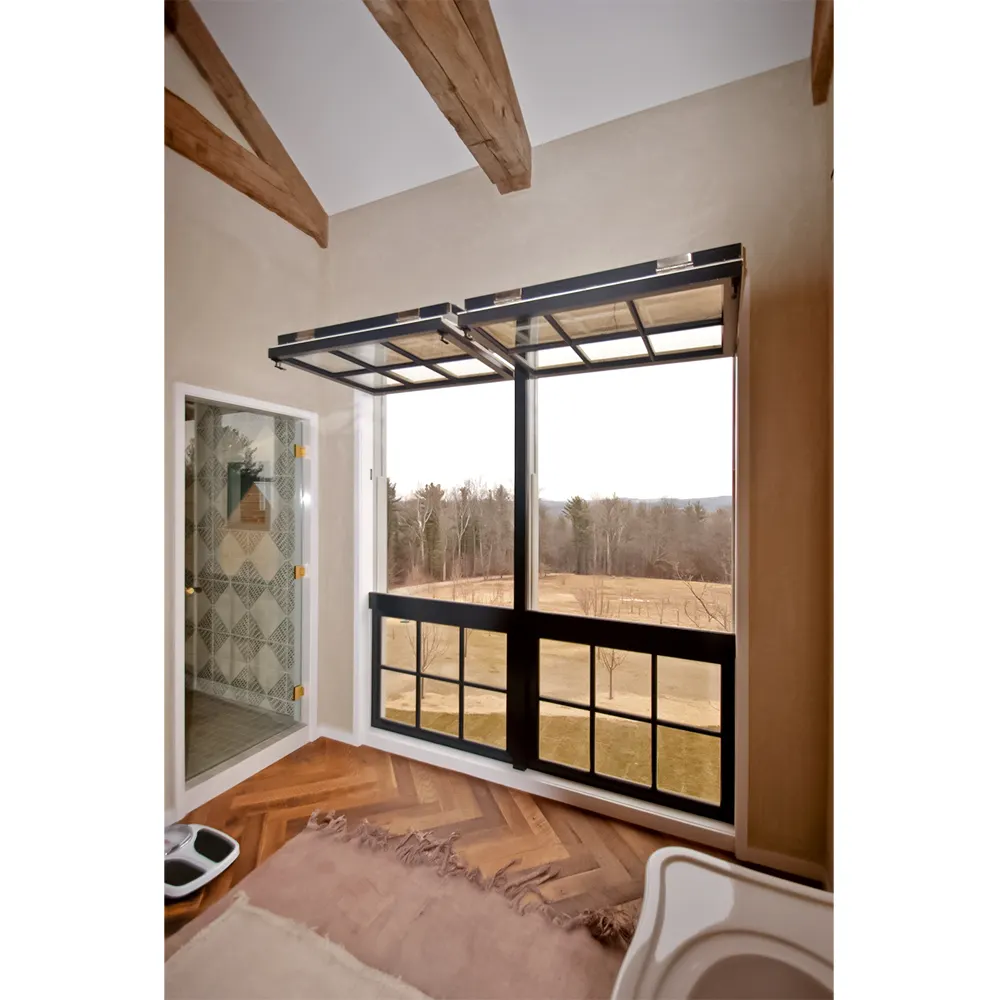 Aluminum Vertical Top Folding Glass Push Up Fold Up Windows Customize Bi fold Window For Kitchen