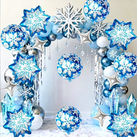 Ensemble de 13 ballons en aluminium motif flocon de neige bleu, design étoile de neige, pour Noël, fête d'anniversaire d'enfants, décoration sur le thème de la glace et de la neige, accessoire photo pour fille