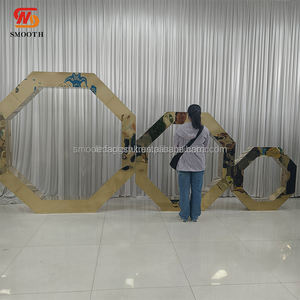 SMOOTH Stainless Steel <b>Gold</b> Mirror Octagonal Solid Wedding Arch Metal <b>Backdrop</b> for Birthday Events - Product Image 6