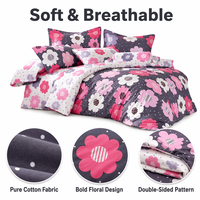 Parure de lit moderne 100 % coton tissé, motif floral rose vif, housse de couette, livraison directe UE, 3 pièces à pois, 200 fils/cm², lavable en machine