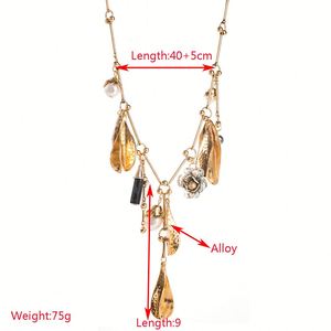 Trendy Retro Female Clavicle Chain Necklace Personalized Flower Geometry <b>Pendant</b> Exaggerated <b>Pearl</b> Leaf Fashion <b>Pendants</b> <b>Charms</b> - Product Image 2