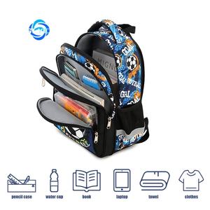 Cusangel新到16英寸蓝色足球造型男孩背包书包儿童可爱卡通防水书包 - Product Image 4