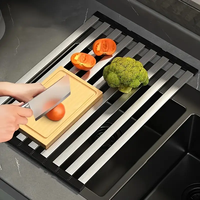 Égouttoir à vaisselle enroulable en acier inoxydable 304, support de lavage alimentaire pliable pour évier, support pour serviettes et bols, organisateur de cuisine