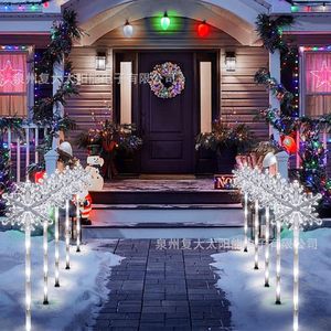 Lumières solaires en forme de flocon de neige, 5 pièces, LED blanches, décoration de jardin extérieure pour Noël, étanches IP65, contrôle par minuterie - Product Image 3