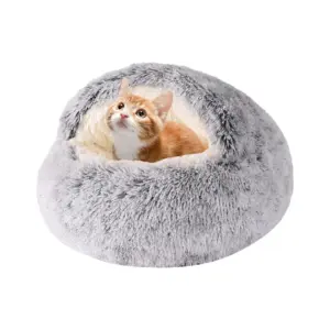 Mechanical wash plush and pp cotton donut pet bed for dogs luxury